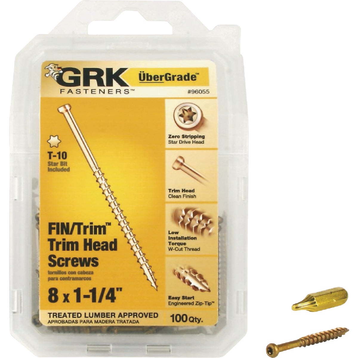 GRK #8 x 1-1/4 In. Star Drive Steel Trim Screw (100-Count) Image 1