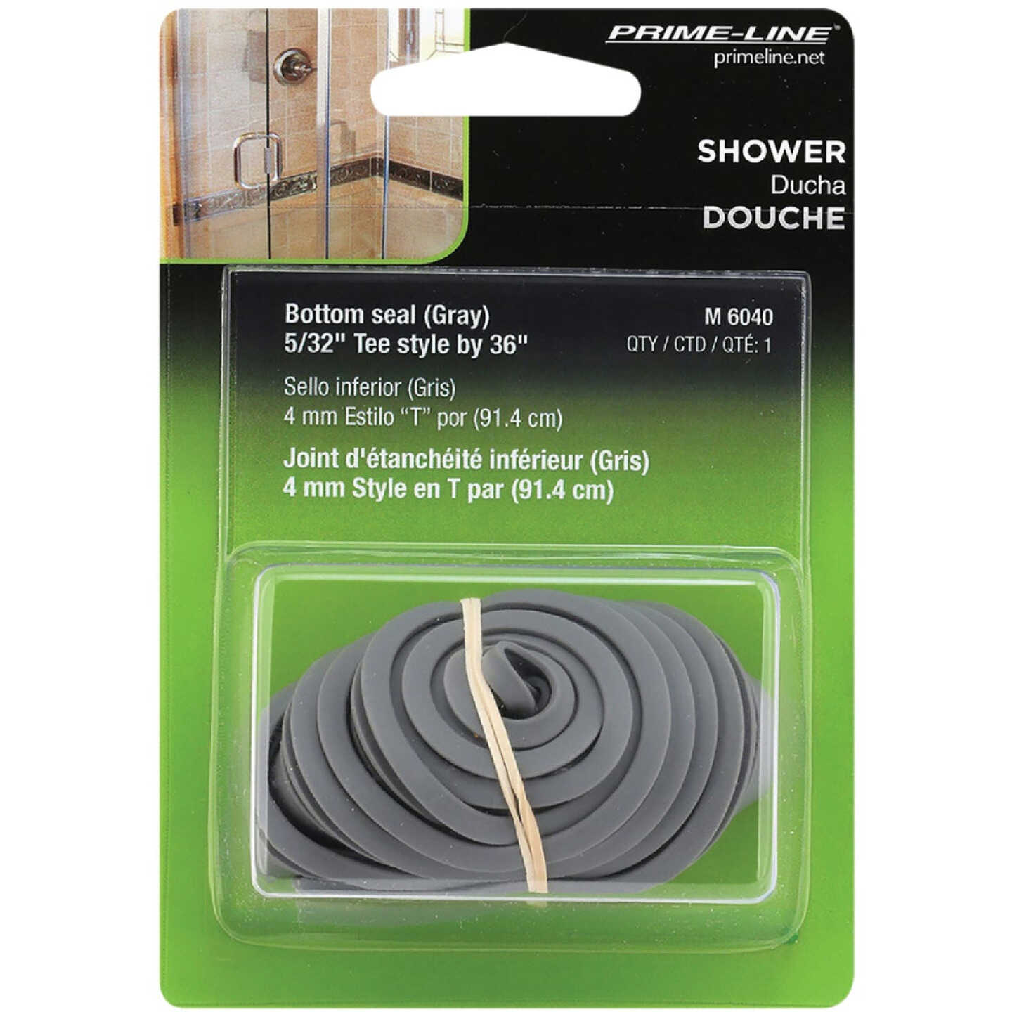 Prime-Line 3/4 In. x 36 In. Gray Double Tee Shower Door Bottom Sweep Image 2