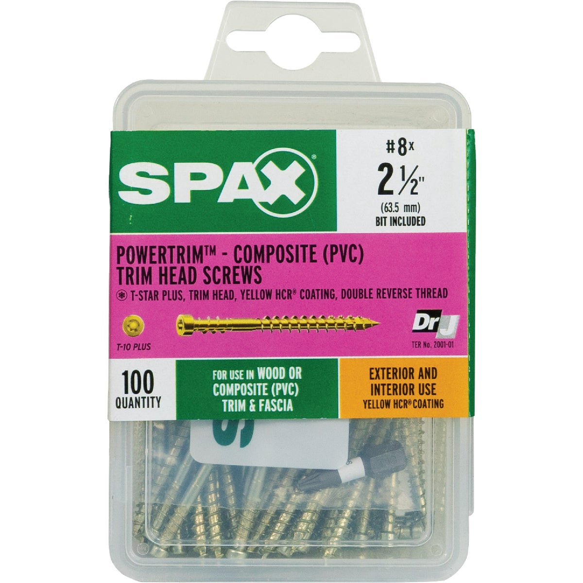 SPAX #8 x 2-1/2 In. T10 Plus Cylindrical Head HCR (Exterior Rated) Yellow Trim Screw (100-Count) Image 6