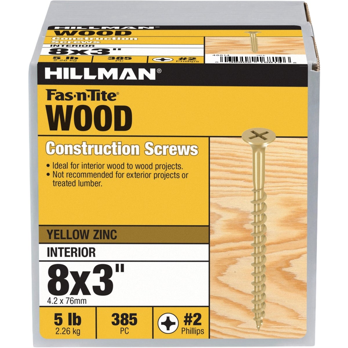 Hillman Fas-N-Tite #8 x 3 In. Bugle Head Phillips Interior Construction Wood Screw (385-Count)
