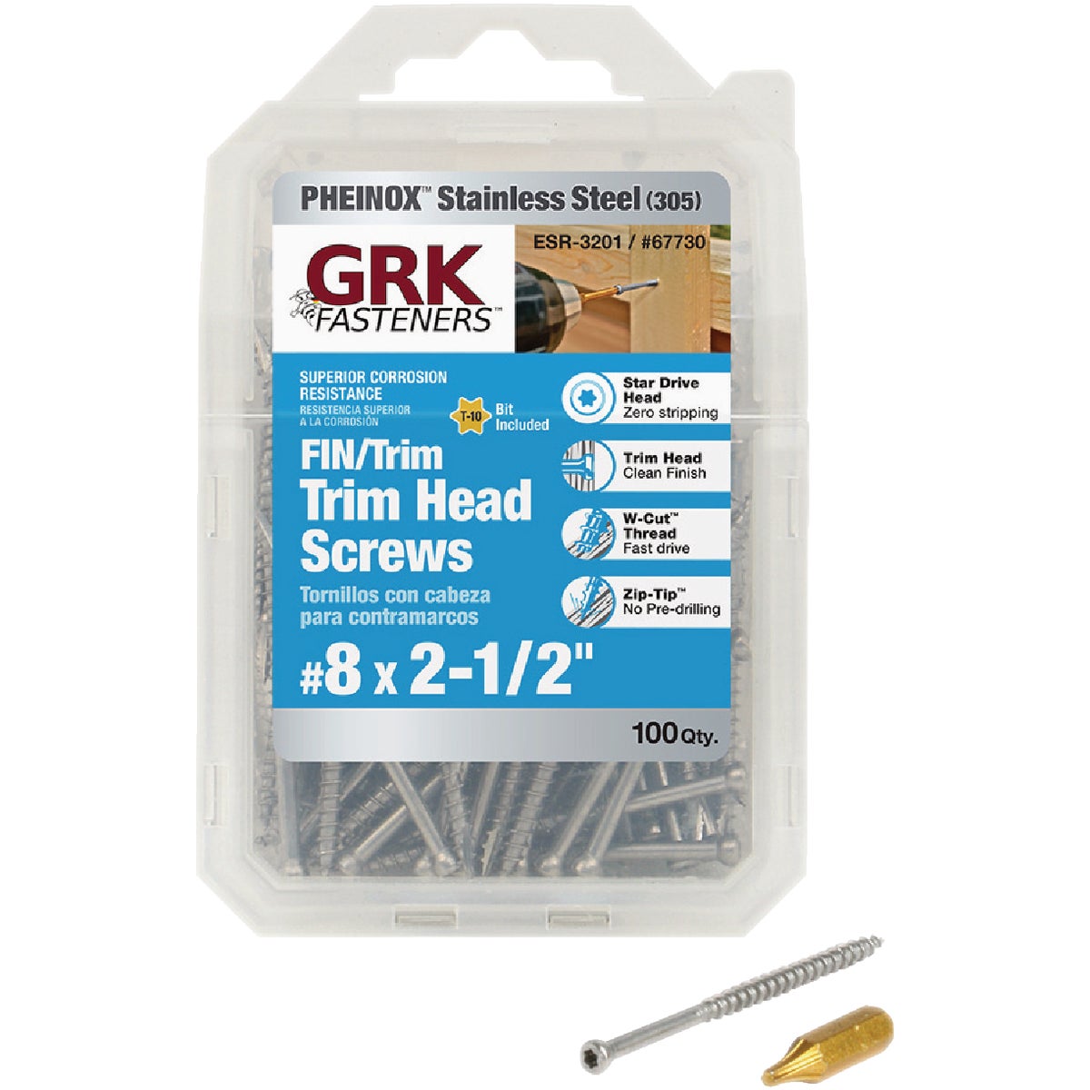 GRK #8 x 2-1/2 In. Star Drive Stainless Steel Trim Screw (100-Count)