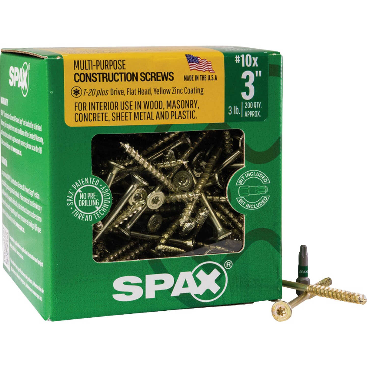SPAX #10 x 3 In. T20 Plus Flat Head Yellow Zinc (Interior) Wood Screw (200-Count) Image 6