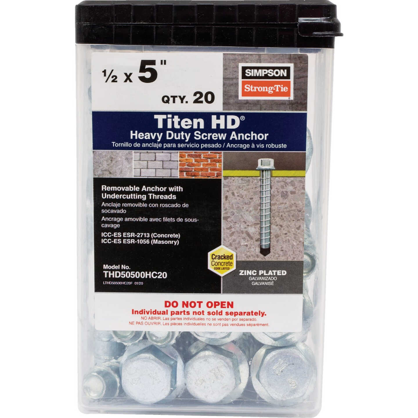 Simpson Strong-Tie Titen HD 1/2 In. x 5 In. Heavy-Duty Screw Anchor (20-Count) Image 2