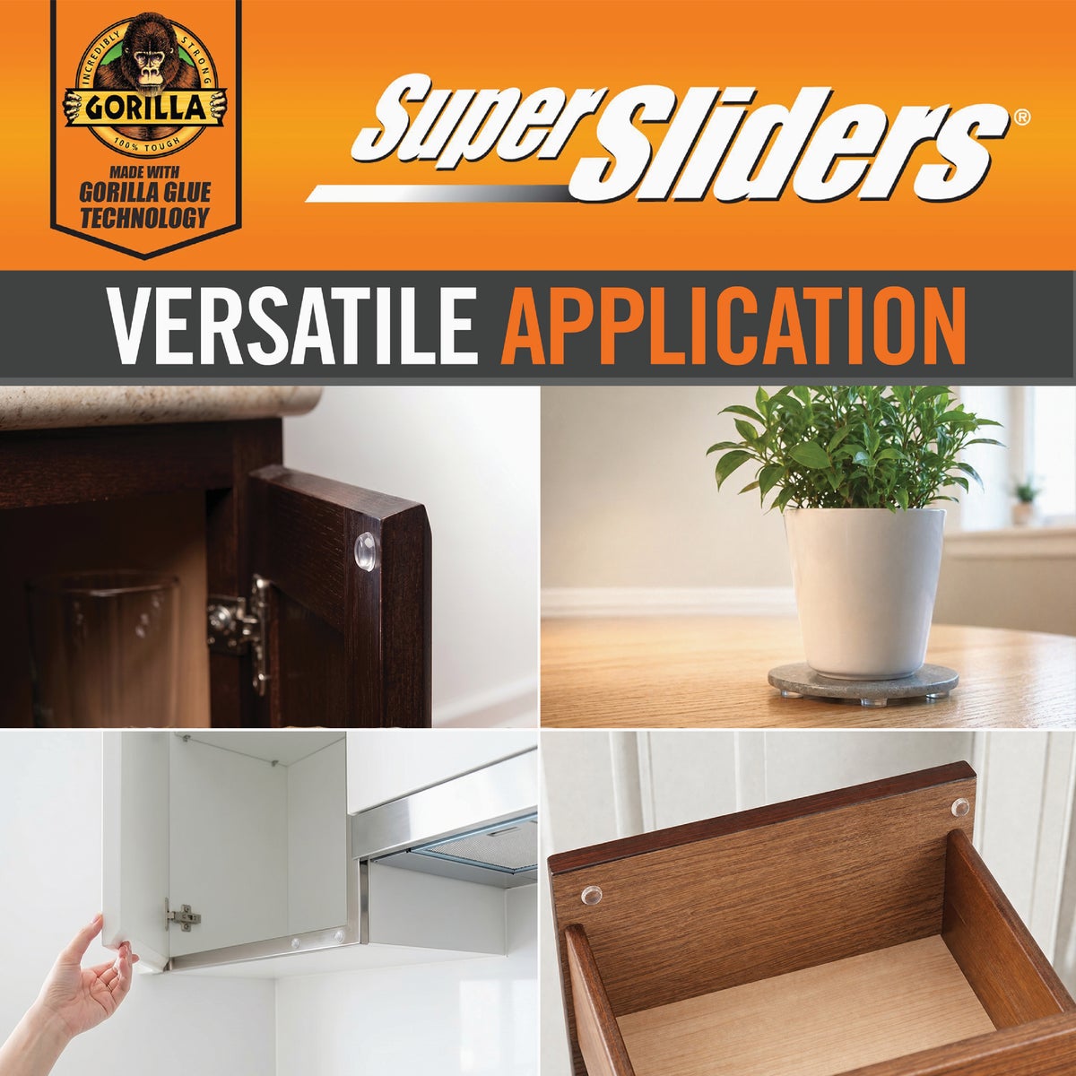 Super Sliders Gorilla Glue 1/2 In. Round Clear Furniture Wall Bumpers (12-Pack) Image 4