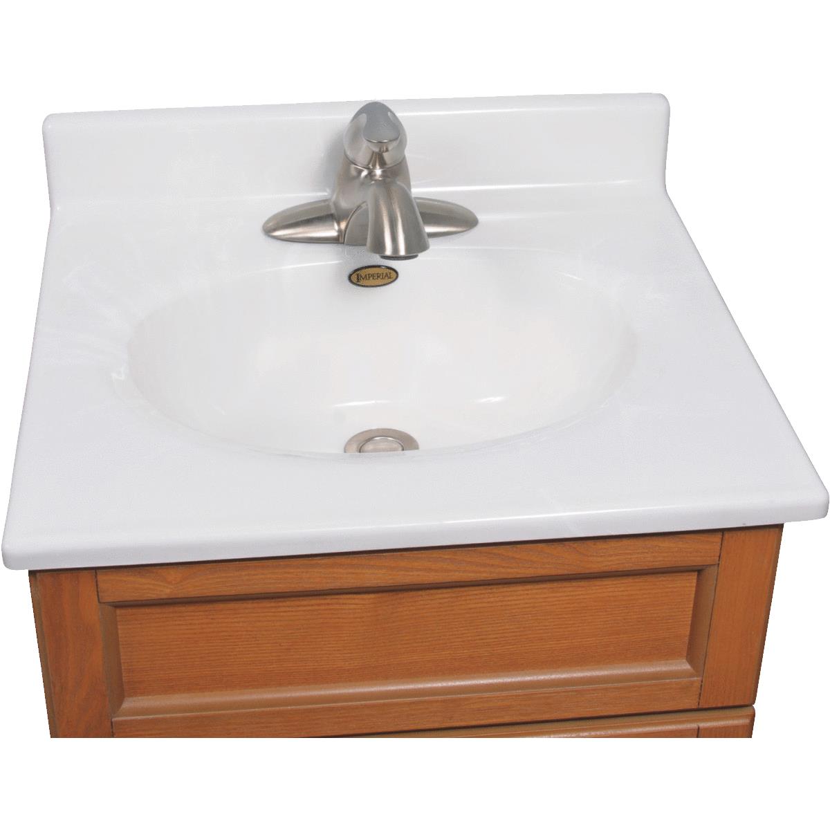 Imperial Marble 19 In. W x 17 In. D Marbled White Cultured Marble Vanity Top with Oval Bowl