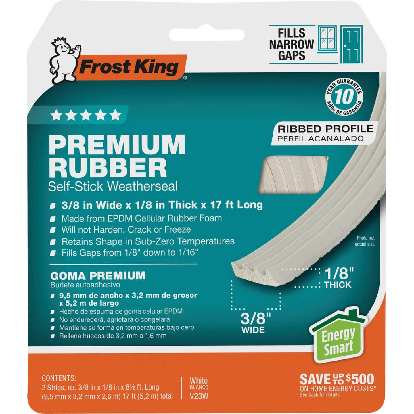 Frost King 3/8 In. x 17 Ft. White Narrow Weatherseal Tape Image 1