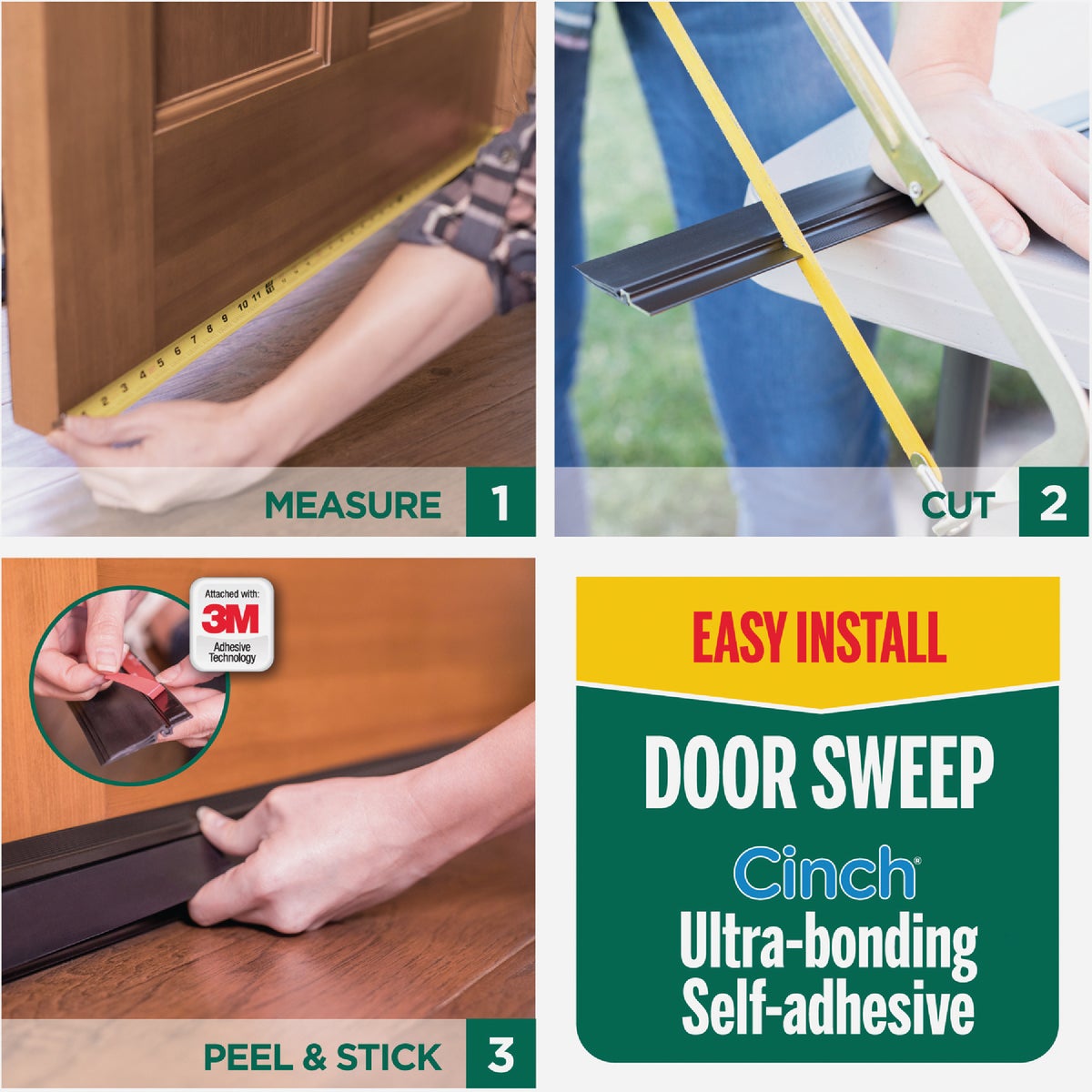 M-D Building Products 36 In. Aluminum and Vinyl CINCH Self-Adhesive Door Sweep, Silver Image 5