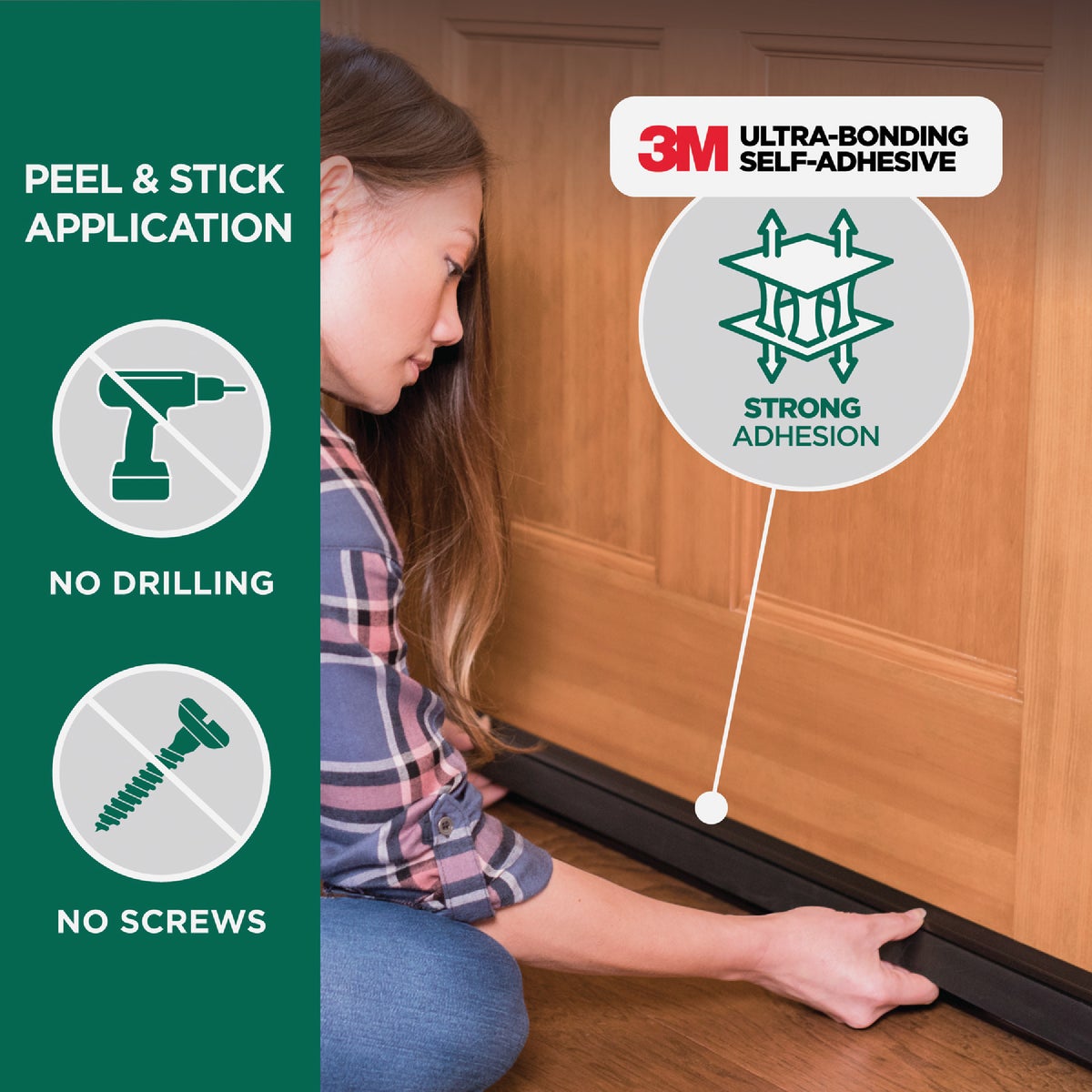 M-D Building Products 36 In. Aluminum and Vinyl CINCH Self-Adhesive Door Sweep, Brown Image 4