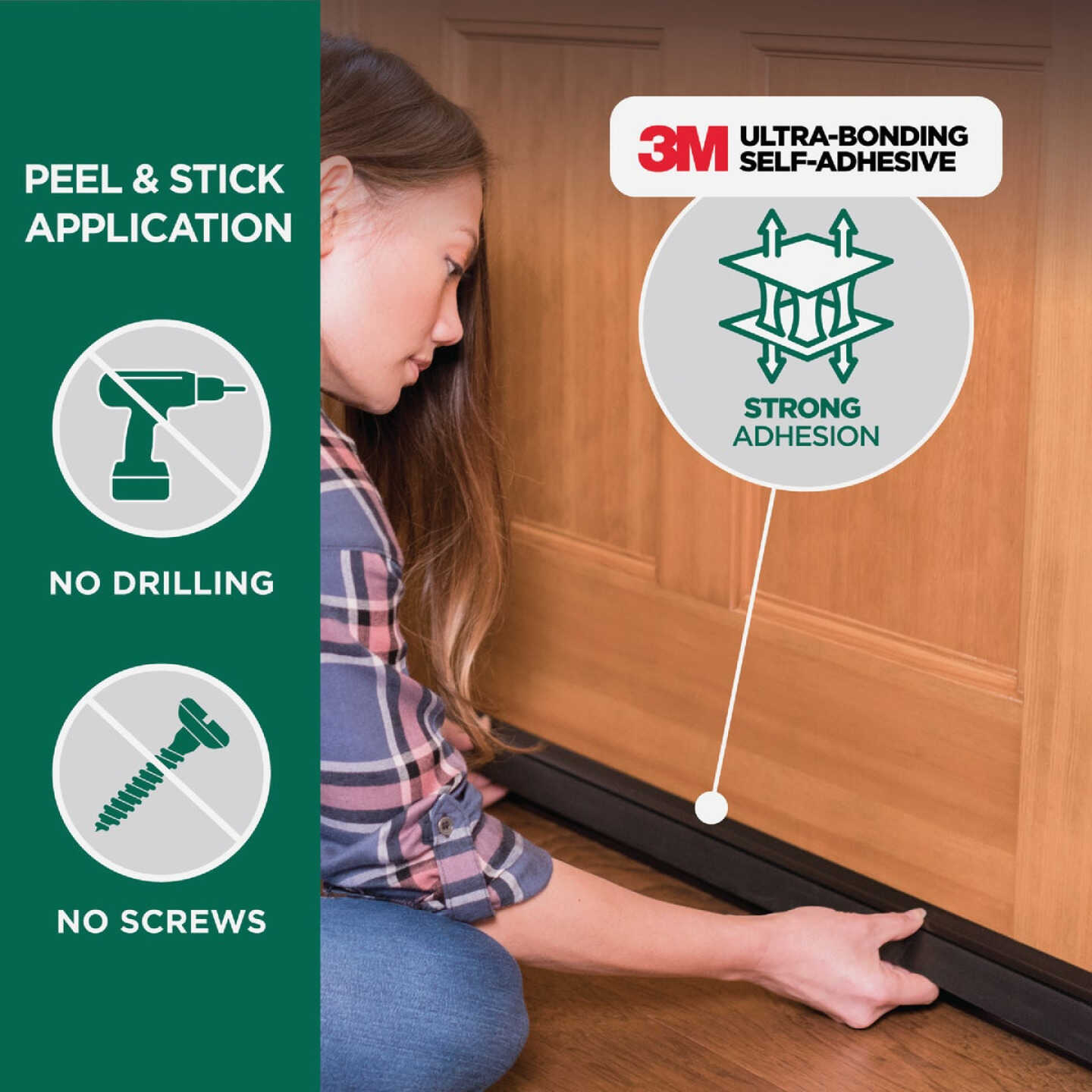 M-D Building Products 36 In. Aluminum and Vinyl CINCH Self-Adhesive Door Sweep, Brown Image 4