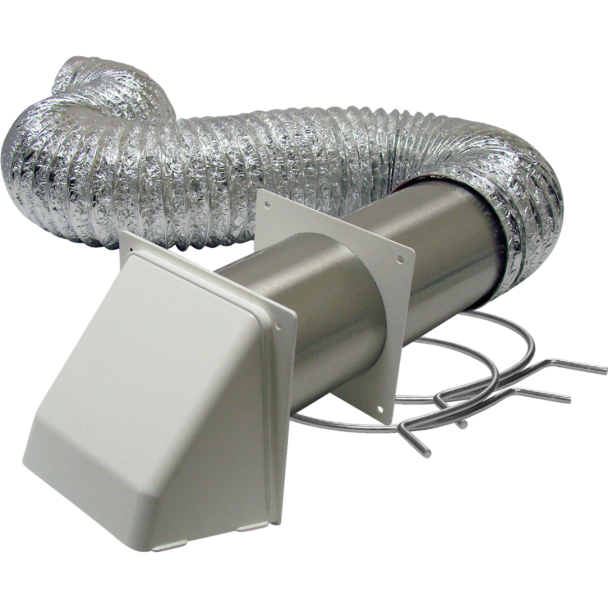 Lambro 4 In. x 8 Ft. Dryer Exhaust Wall White Hood Vent Kit