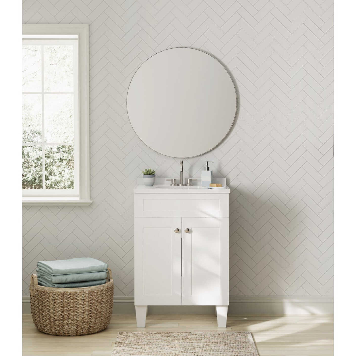 Zenna Home White 24 In. W x 35 In. H x 18 In. D Shaker Vanity with White Cultured Marble Top Image 4