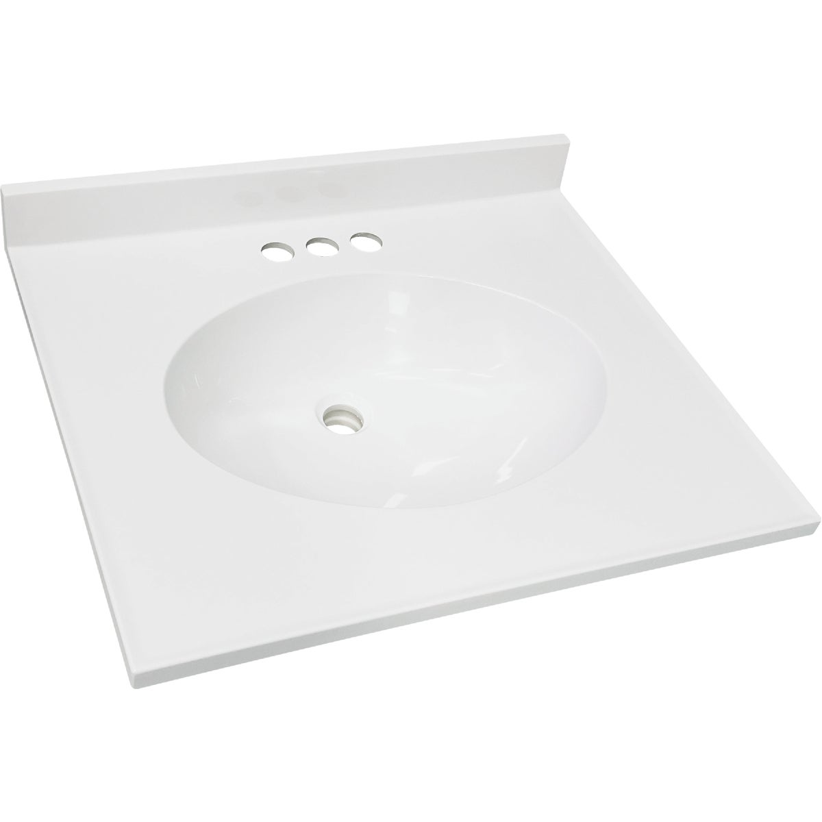 CraftMark 19 In. x 17 In. Cultured Marble Solid High Gloss White Vanity Top with Round Bowl