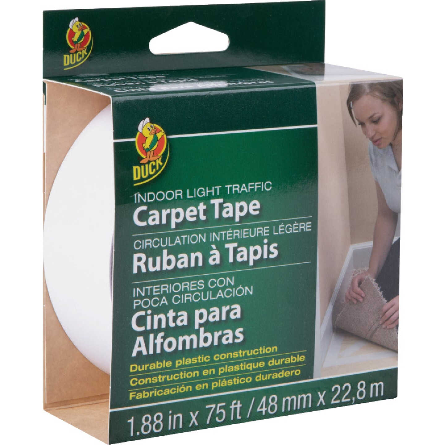 Duck Light Traffic 1.88 In. x 75 Ft. Indoor Double Sided Carpet Tape Image 1