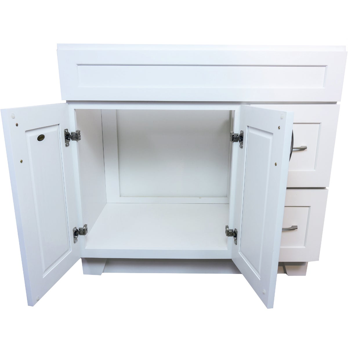 CraftMark Shaker Retreat White 36 In. W x 34 In. H x 21 In. D Vanity Base without Top, 2 Door/2 Drawer Image 7