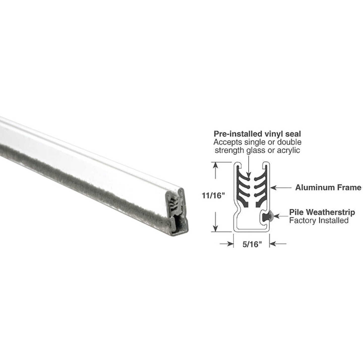 Prime-Line 11/16 In. x 5/16 In. x 72 In. White Universal C Sash Window Frame Image 1