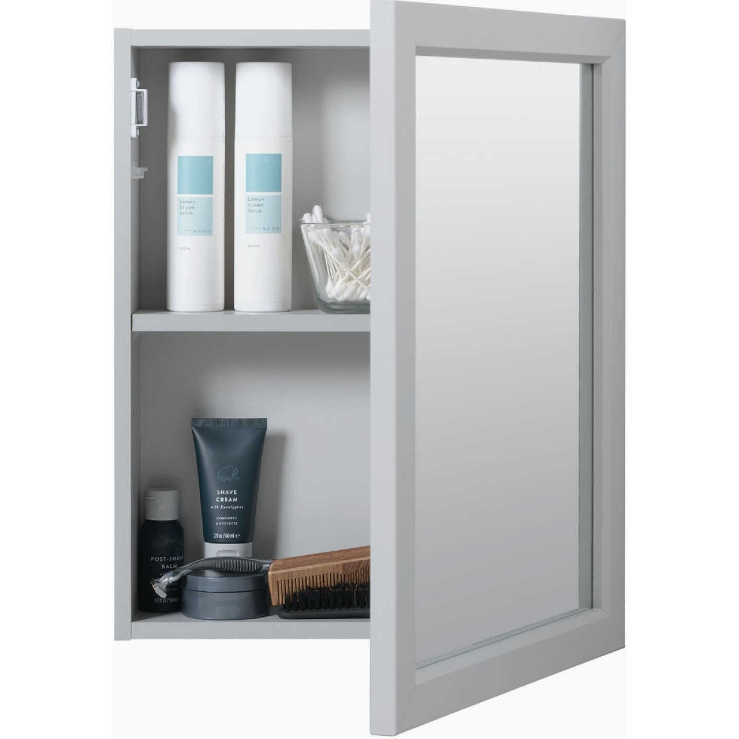 Zenna Home Gray 15 In. W x 19.4 In. H x 4.4 In. D Single Mirror Surface Mount Framed Medicine Cabinet Image 4