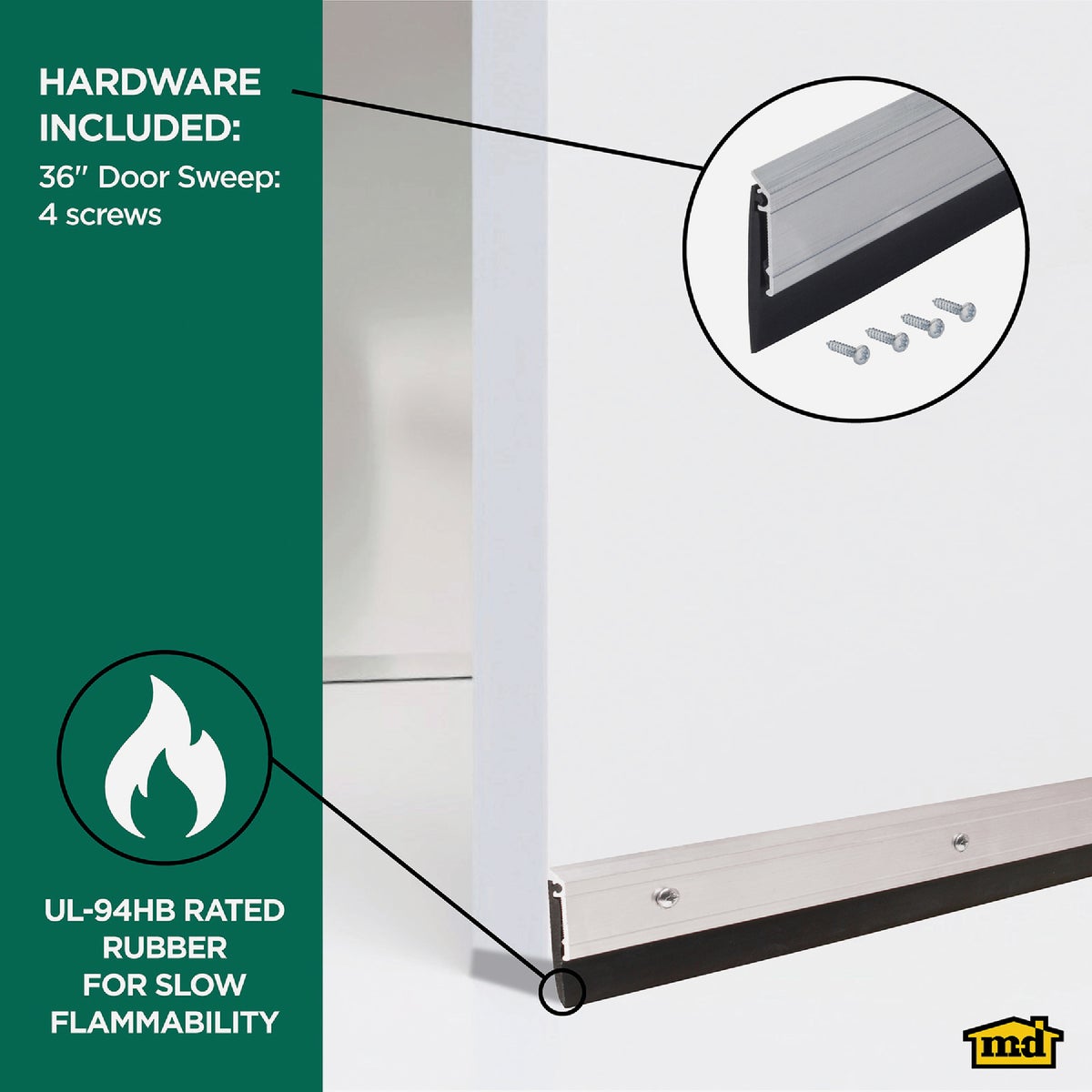M-D Building Products Ultra 0.25 In. 36 In. Silver Door Sweep Image 3