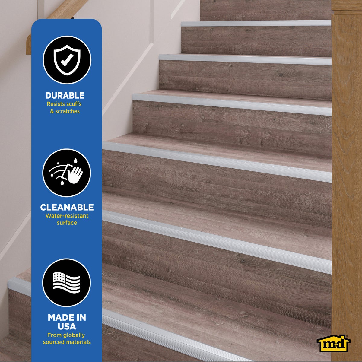 M-D Building Products 1-1/8 In. X 1-1/8 In. X 72 In. Silver Aluminum Stair Edging with Screw Nails Image 5
