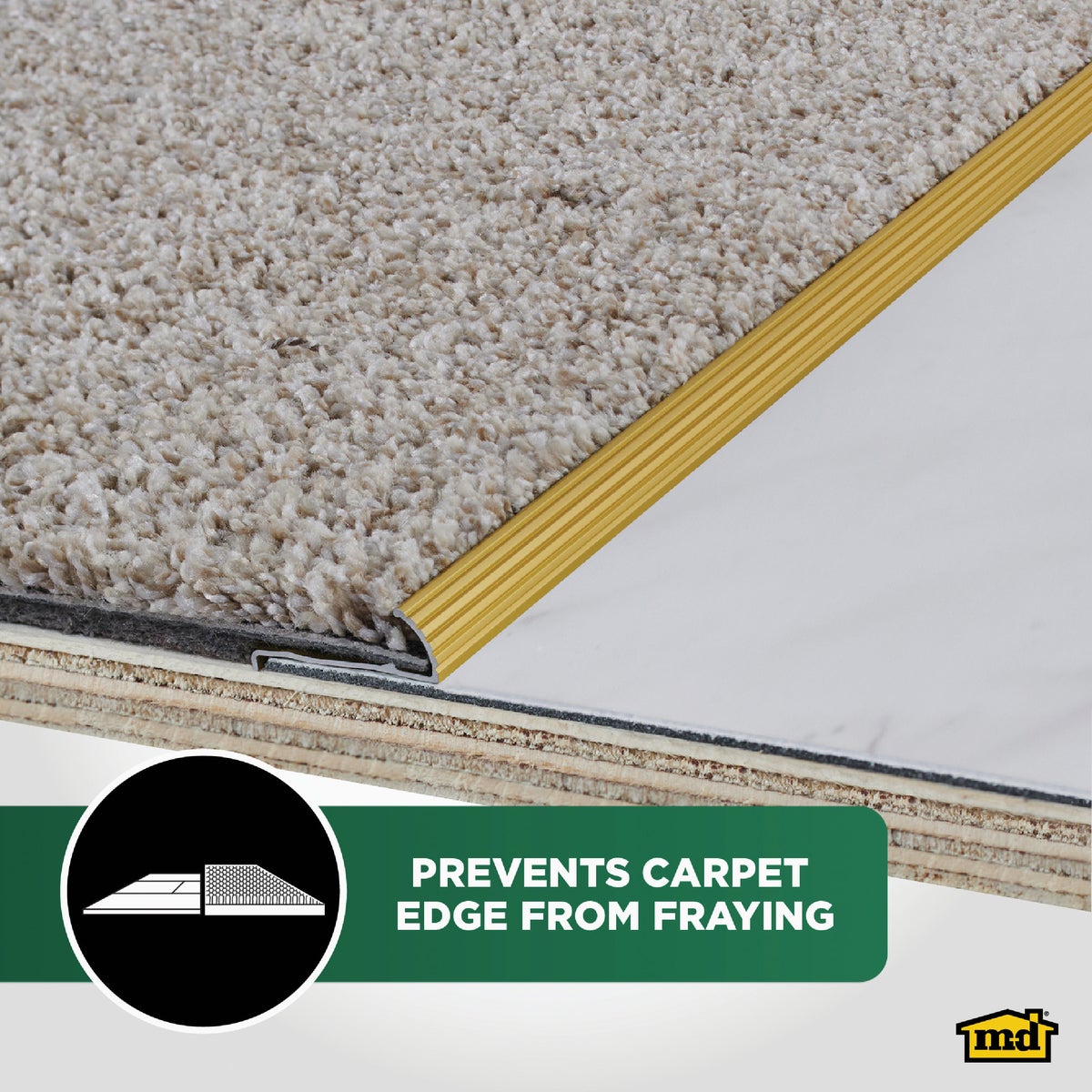 M-D Building Products Satin Brass 1-3/8 In. x 6 Ft. Aluminum Carpet Gripper Image 3