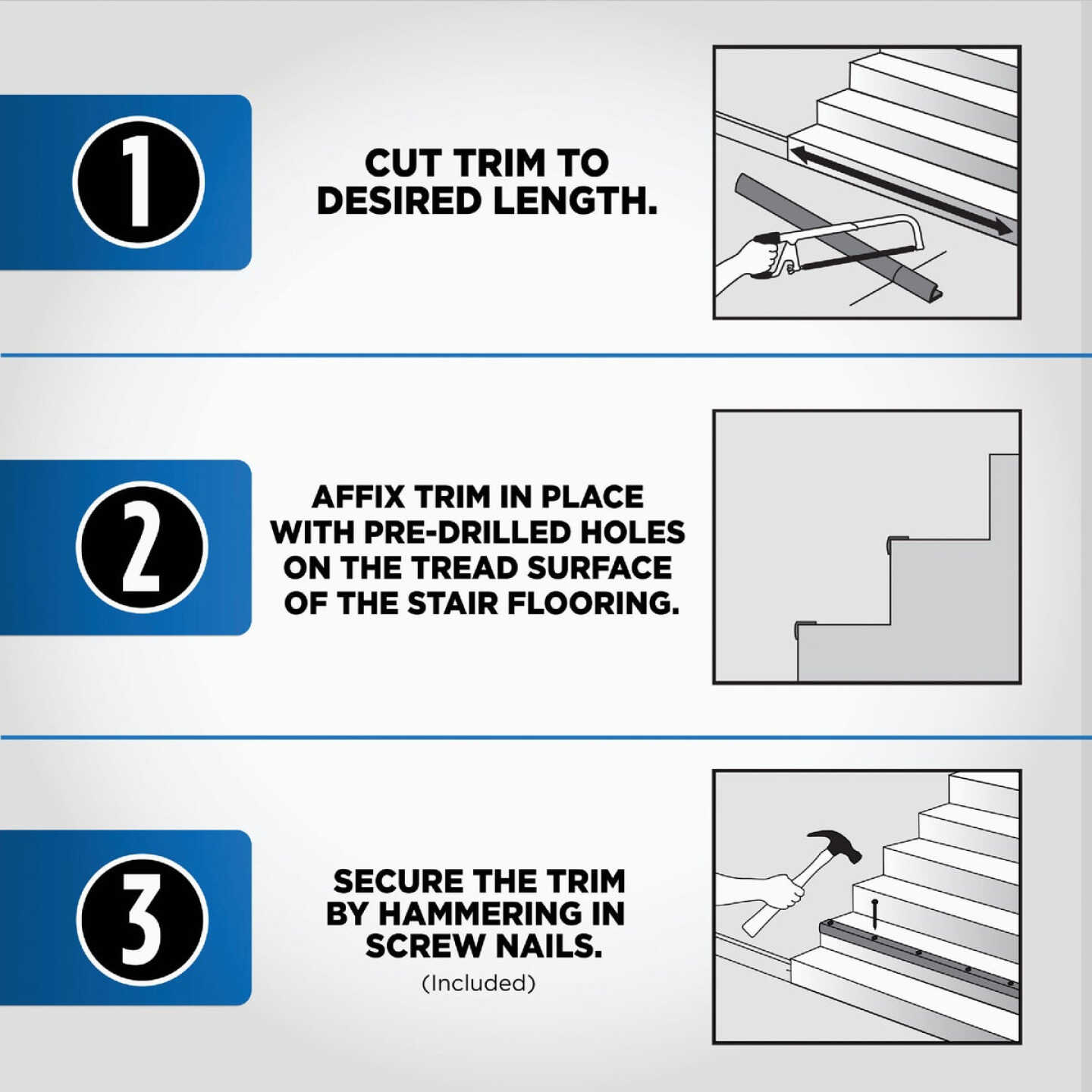 M-D Building Products 1-1/8 In. X 1-1/8 In. X 72 In. Polished Aluminum Stair Edging with Screw Nails Image 6