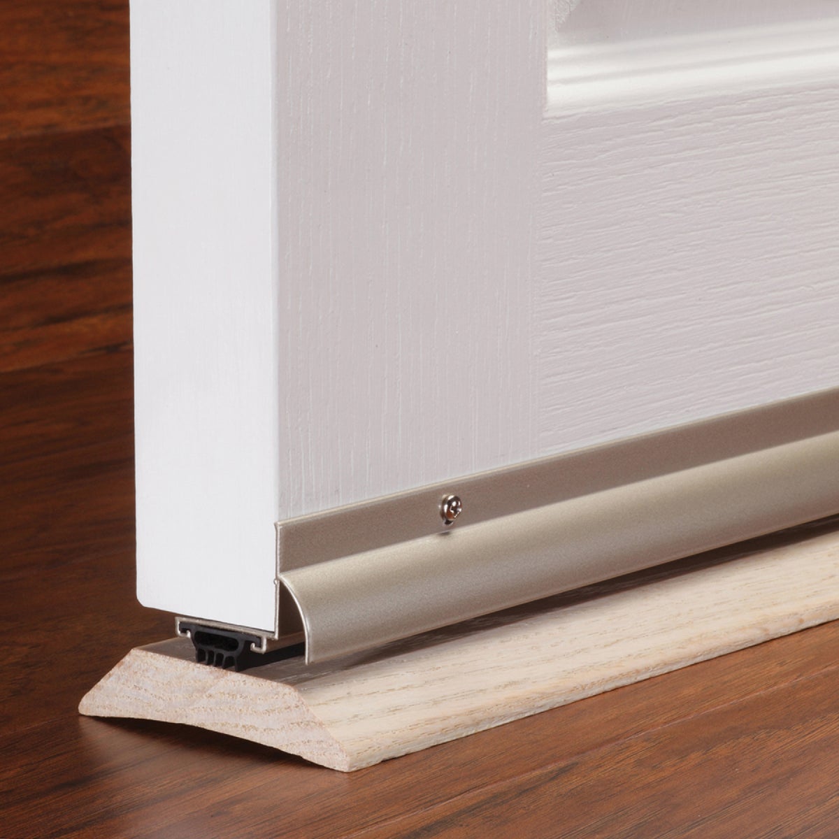 M-D Building Products 1.75 In. W. x 1.625 In. H. x 36 In. L. Aluminum Satin Nickel Door Bottom Image 3