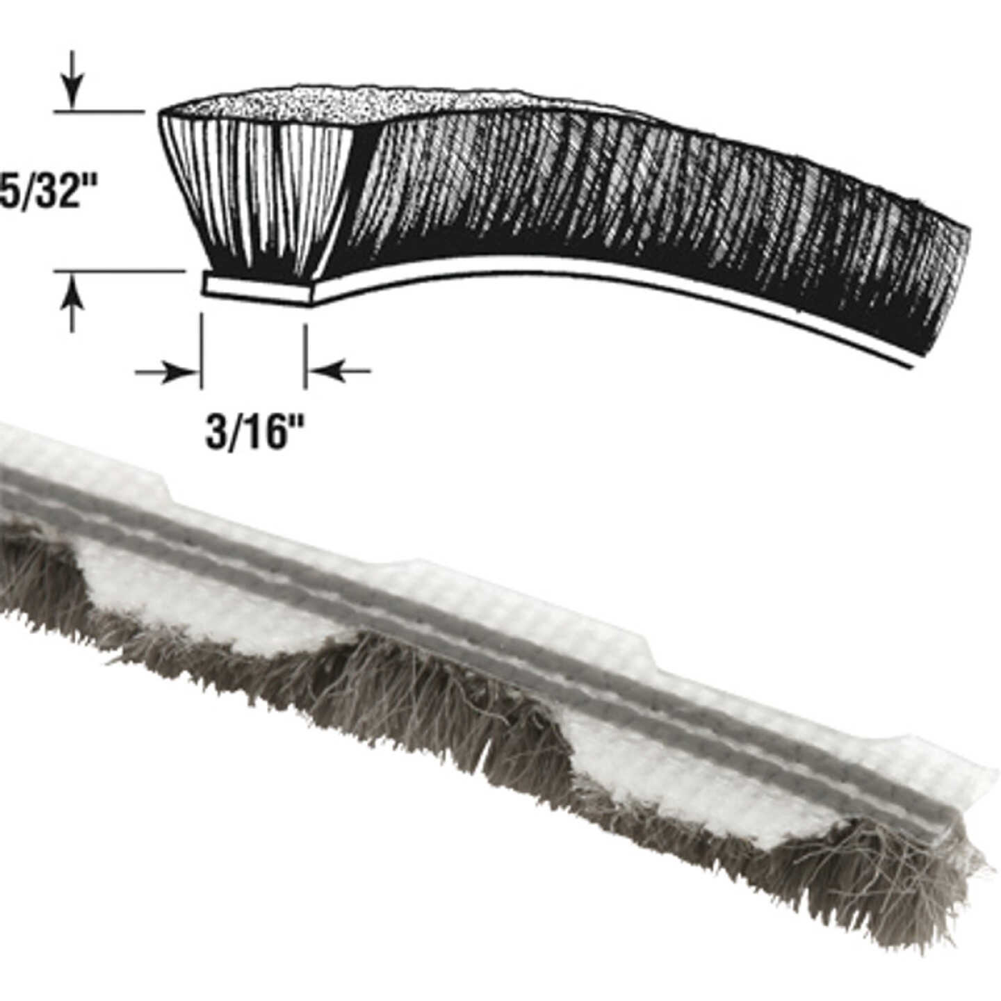 PRIME-LINE 3/16" W x .156" H x 18' L Bag Gray Weatherstrip Pile Image 1