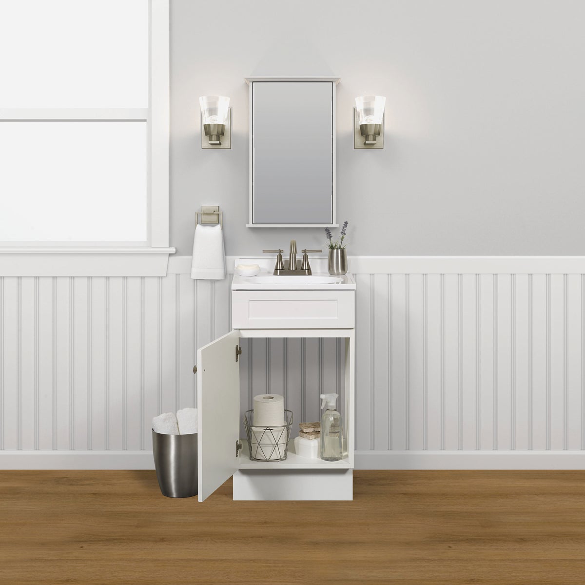 Zenith Zenna Home White 18 In. W x 35 In. H x 16 In. D Shaker Vanity with White Cultured Marble Top Image 2