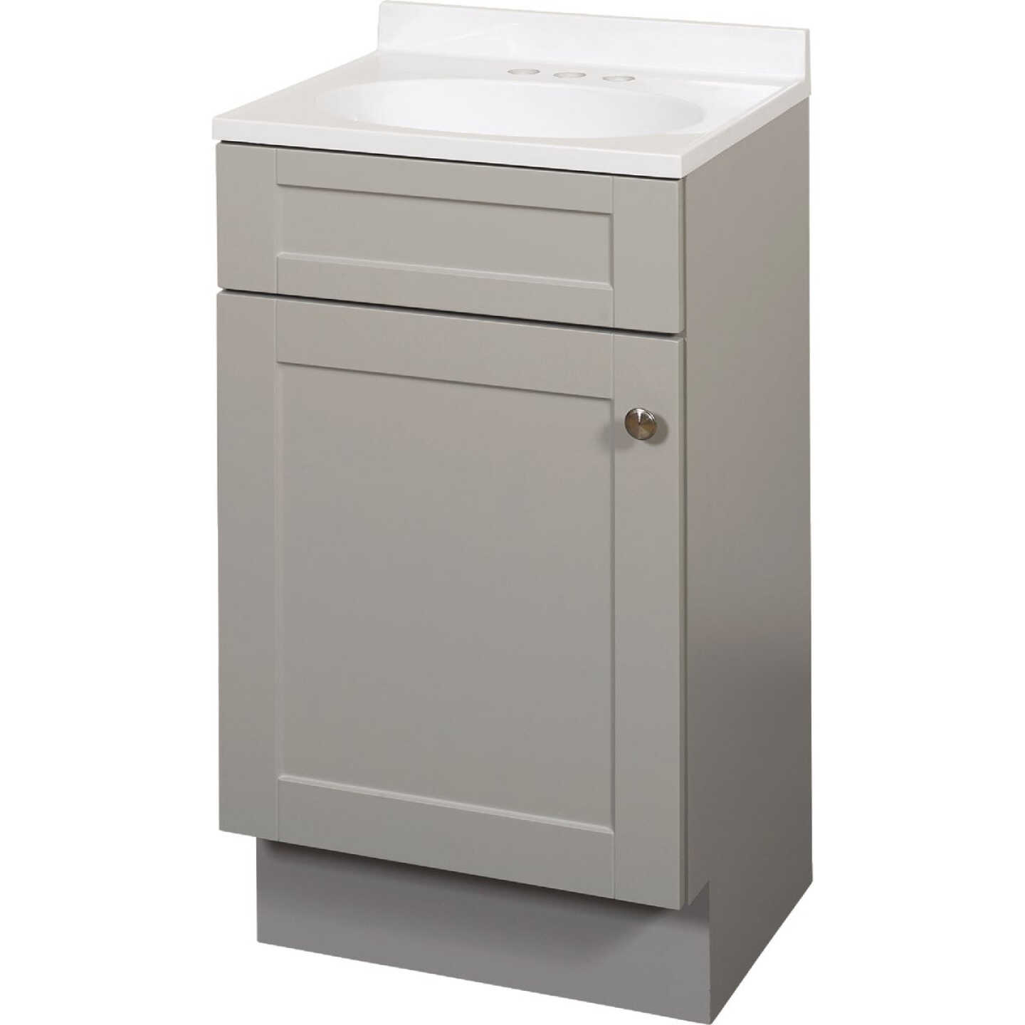 Zenith Zenna Home Cool Gray 18 In. W x 35 In. H x 16 In. D Shaker Vanity with White Cultured Marble Top Image 1