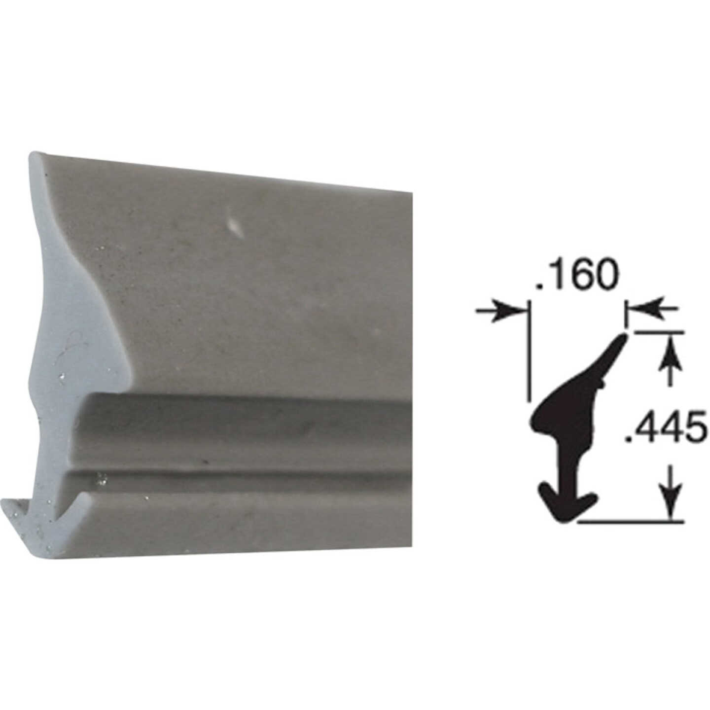 Prime-Line .160 x .445 x 200 Ft. Gray Vinyl Glass Retainer Spline Image 1