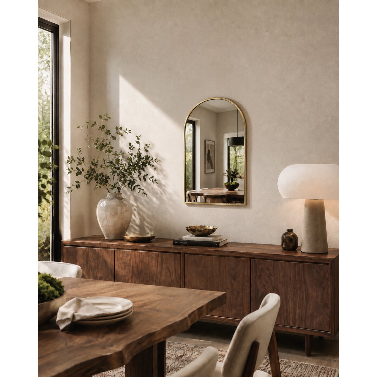 Renin Lodi Gold 20 In. x 30 In. Arched Fluted Outer Frame Vanity Mirror Image 2