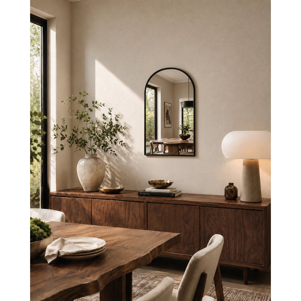 Renin Lodi Black 20 In. x 30 In. Arched Fluted Outer Frame Vanity Mirror Image 2