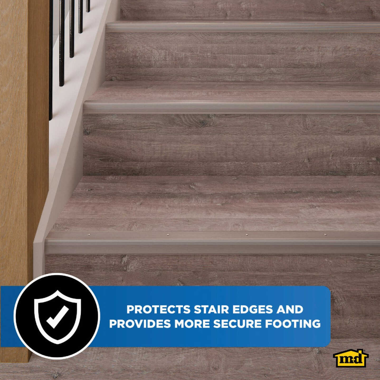 M-D Building Products 1-1/8 In. X 1-1/8 In. X 36 In. Pewter Aluminum Stair Edging with Screw Nails Image 3