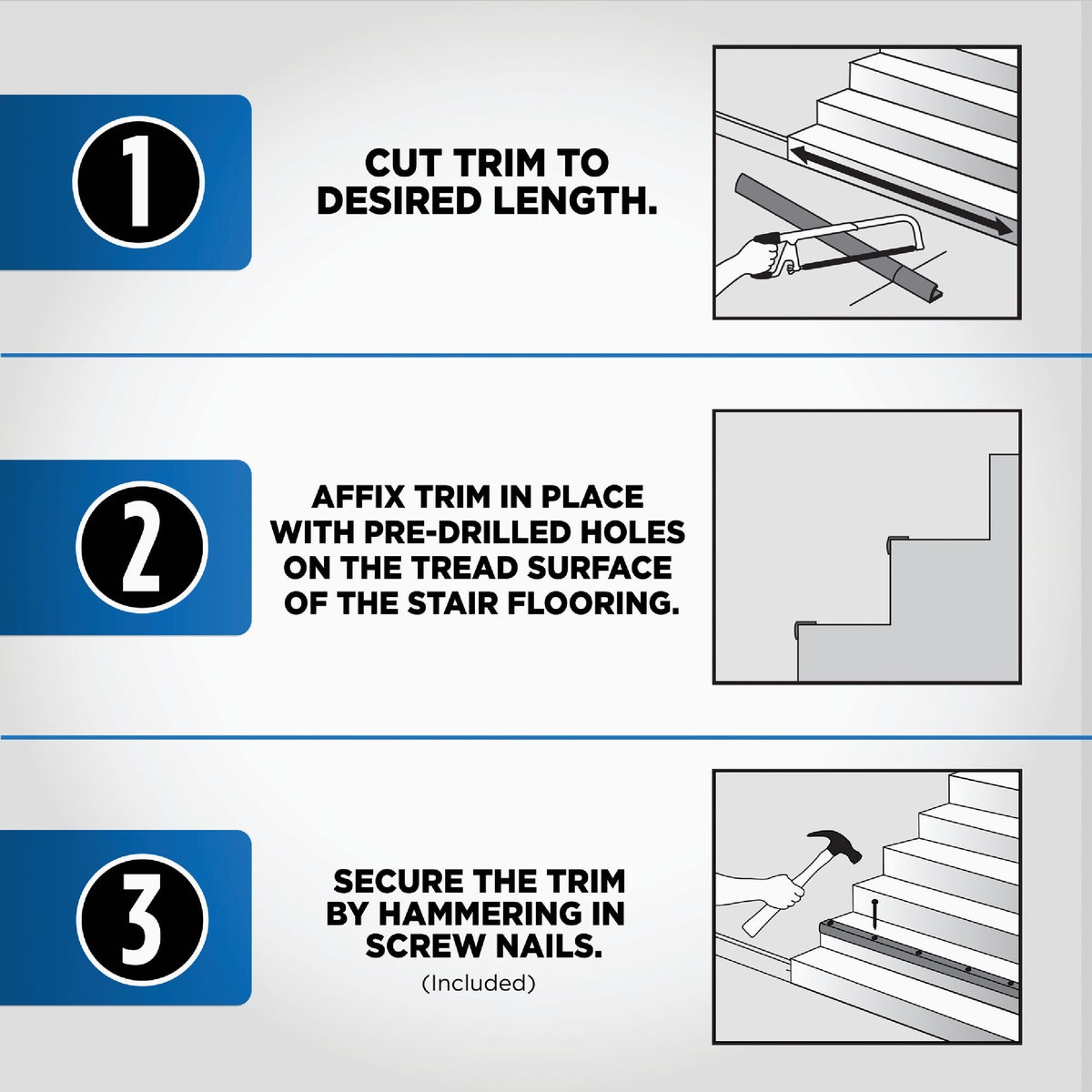 M-D Building Products 1-1/8 In. X 1-1/8 In. X 36 In. Pewter Aluminum Stair Edging with Screw Nails Image 6