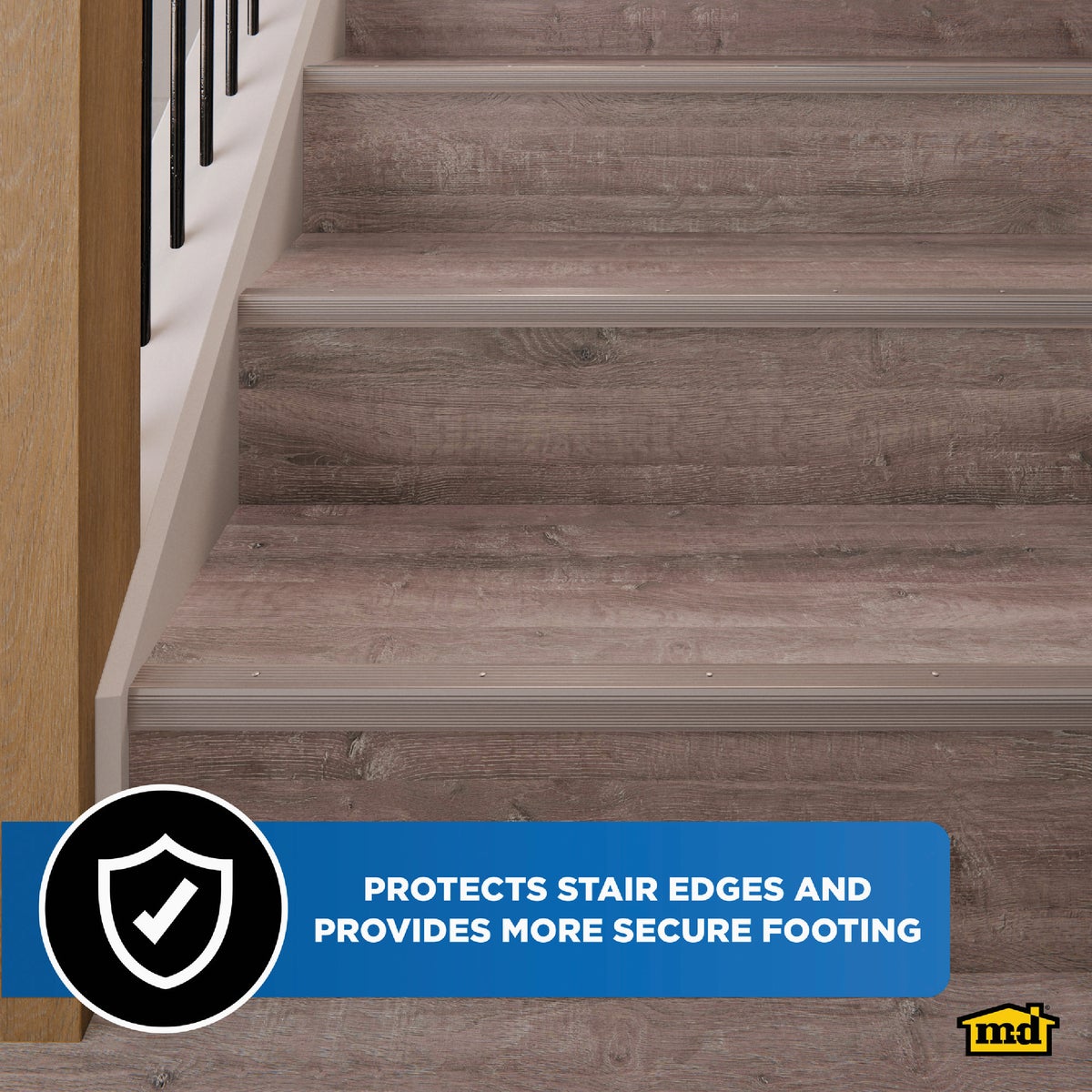 M-D Building Products 1-1/8 In. X 1-1/8 In. X 72 In. Pewter Aluminum Stair Edging with Screw Nails Image 3