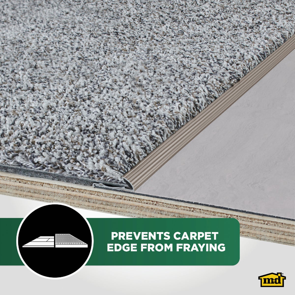 M-D Building Products Pewter 1-3/8 In. x 6 Ft. Aluminum Carpet Gripper Image 3