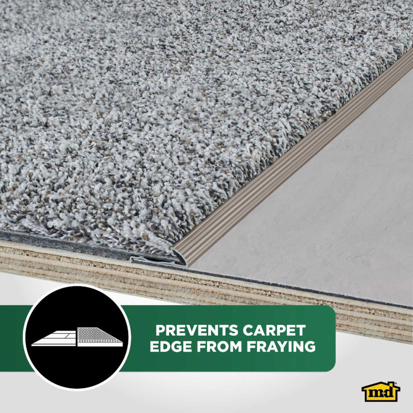 M-D Building Products Pewter 1-3/8 In. x 6 Ft. Aluminum Carpet Gripper Image 3