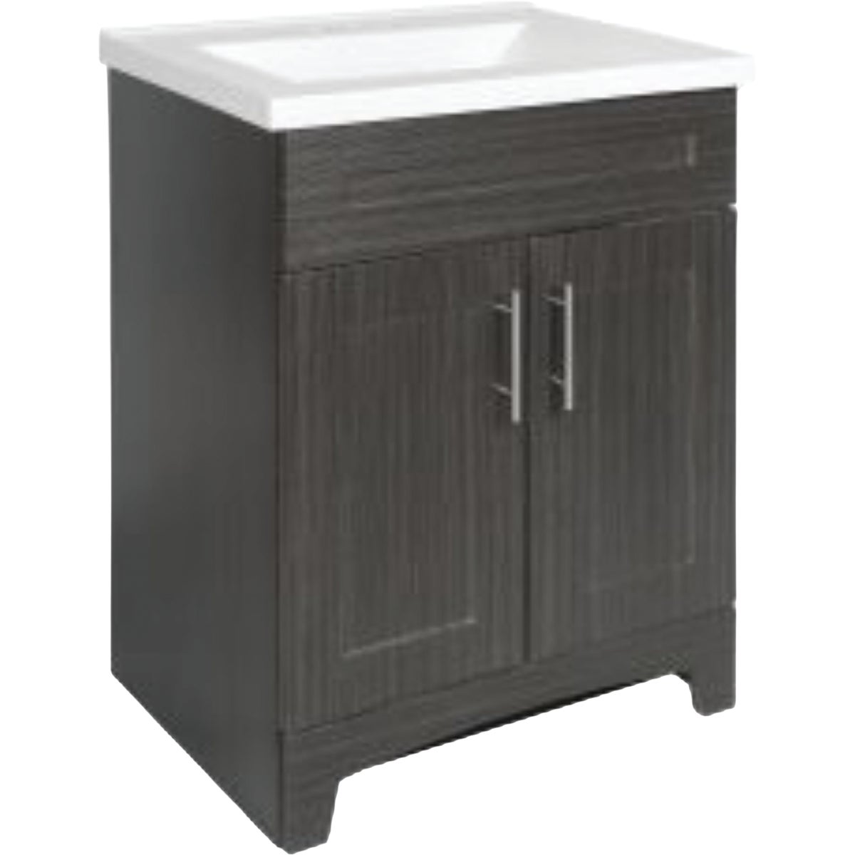 Royal Cabinets Moderna Grigio 24 In. W x 19 In. D x 36-3/4 In. H Vanity with White Cultured Marble Top Image 2