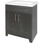 Royal Cabinets Moderna Grigio 24 In. W x 19 In. D x 36-3/4 In. H Vanity with White Cultured Marble Top Image 3