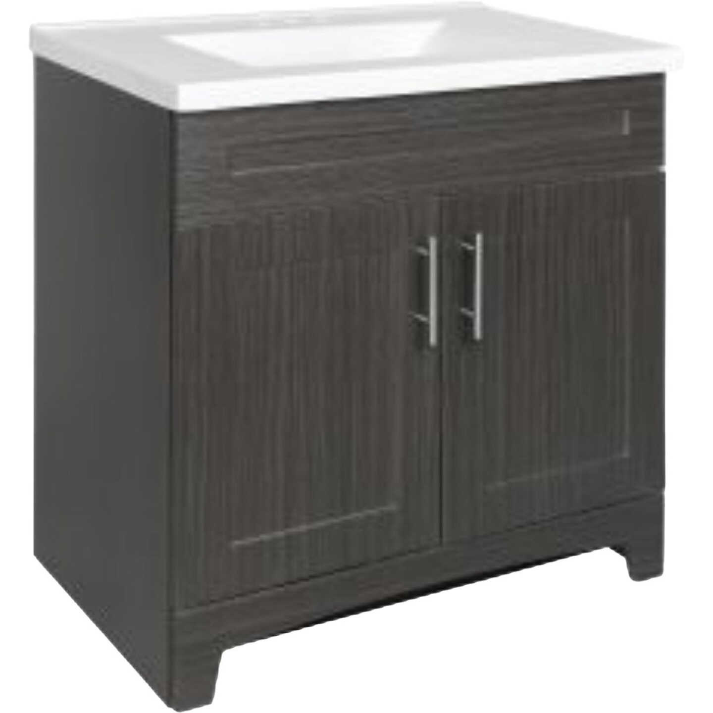 Royal Cabinets Moderna Grigio 31 In. W x 19 In. D x 36-3/4 In. H Vanity with White Cultured Marble Top Image 2