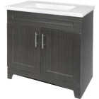 Royal Cabinets Moderna Grigio 31 In. W x 19 In. D x 36-3/4 In. H Vanity with White Cultured Marble Top Image 3