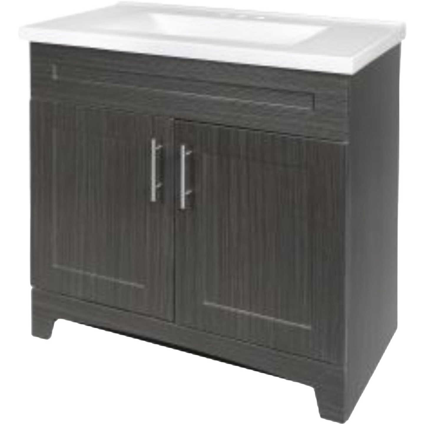 Royal Cabinets Moderna Grigio 31 In. W x 19 In. D x 36-3/4 In. H Vanity with White Cultured Marble Top Image 3