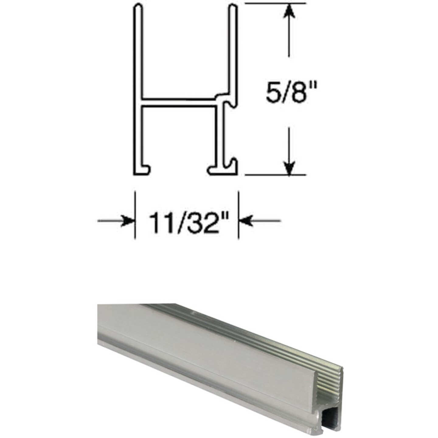 Prime-Line 11/32 In. x 5/8 In. x 72 In. Mill Triple Track Top Window Frame Image 1