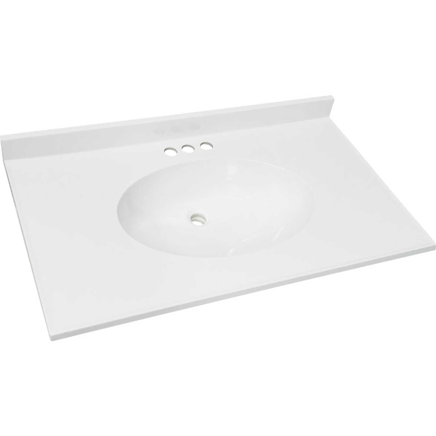 CraftMark 31 In. x 19 In. Cultured Marble Solid High Gloss White Vanity Top with Round Bowl Image 1