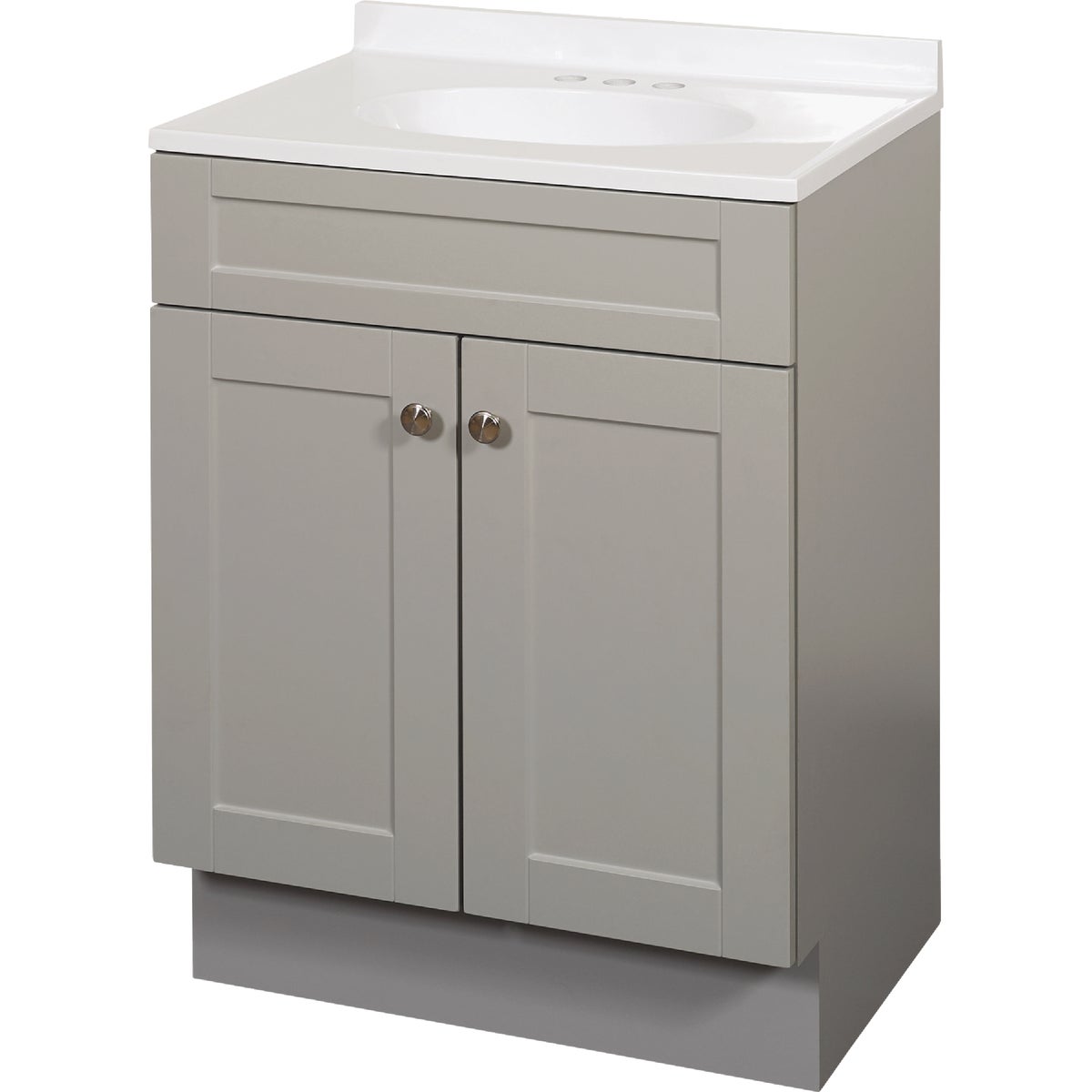 Zenith Zenna Home Cool Gray 24 In. W x 35 In. H x 18 In. D Shaker Vanity with White Cultured Marble Top Image 1