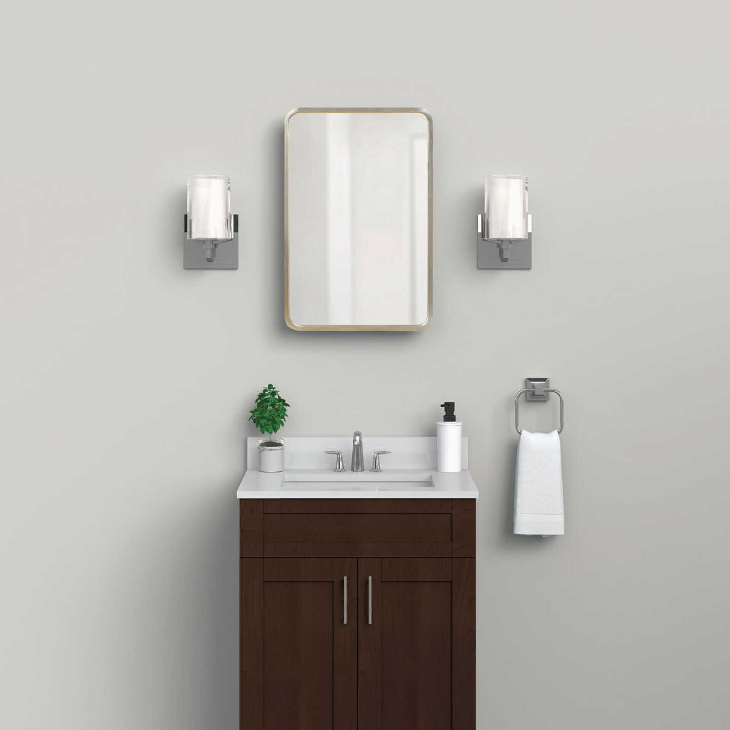 Zenna Home Designer Series Brushed Nickel 16 In. W x 24 In. H x 5 In. D Single Mirror Surface/Recess Mount Rectangle Medicine Cabinet Image 3