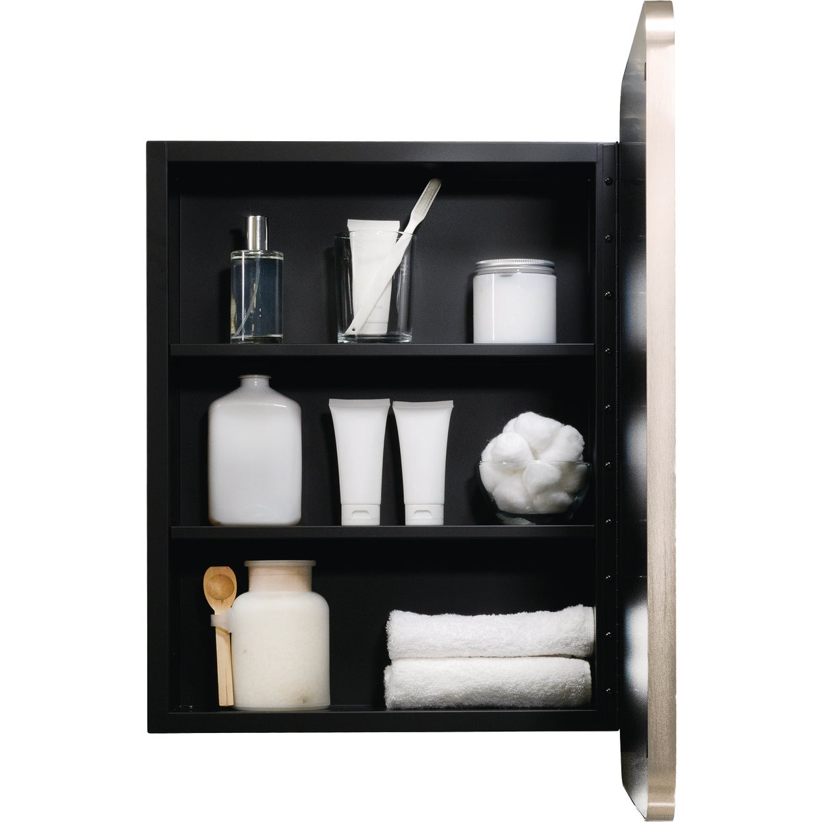 Zenna Home Designer Series Brushed Nickel 16 In. W x 24 In. H x 5 In. D Single Mirror Surface/Recess Mount Rectangle Medicine Cabinet Image 2