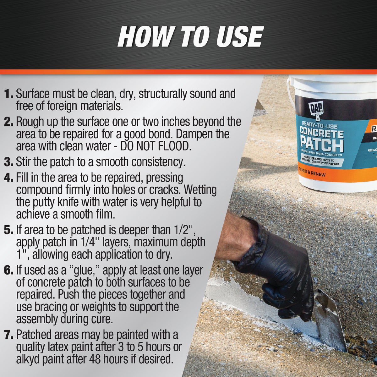 Dap 1 Gal. Ready-To-Use Concrete Patch, Gray Image 3