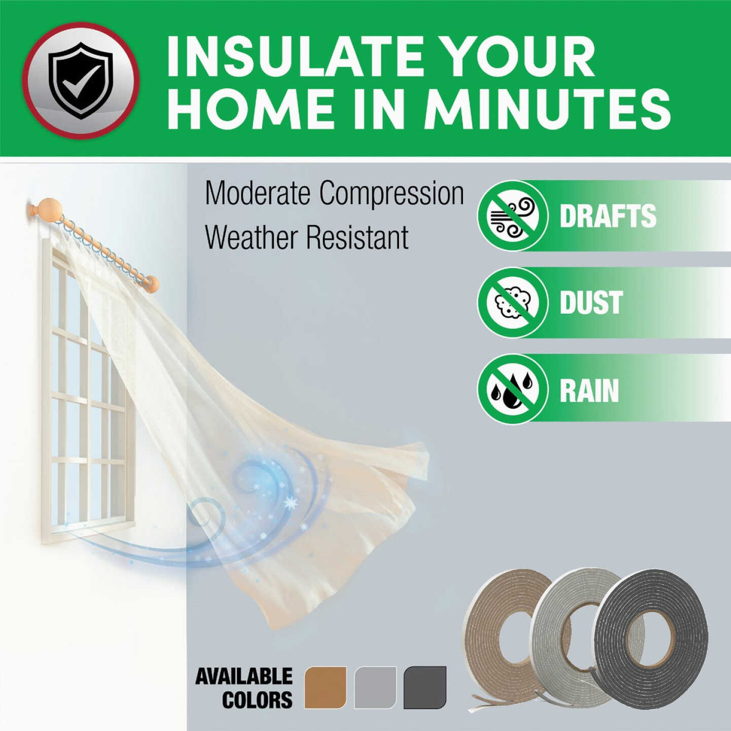 Frost King 3/4 In. W x 3/16 In. T x 17 Ft. L Charcoal Vinyl Foam Weatherstrip Tape Image 4
