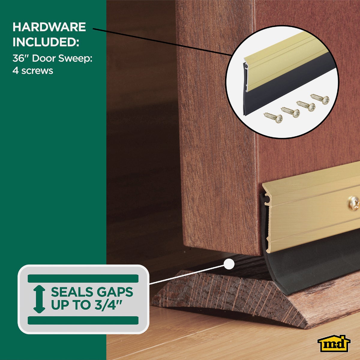 M-D Building Products 0.25 In. 36 In. Gold Door Sweep Image 3