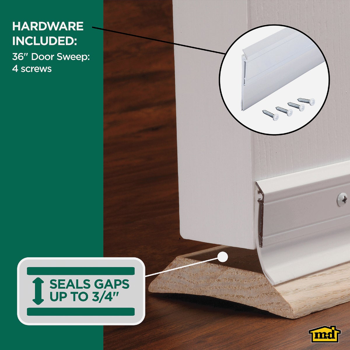 M-D Building Products 0.25 In. 36 In. White Door Sweep Image 3